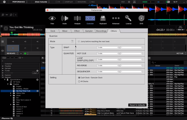 פיוניר רקורדבוקס 5, Quantize ו-Jump - מכללת BPM