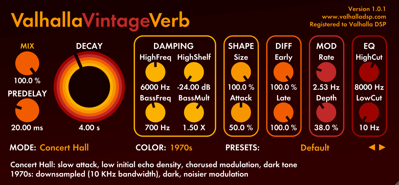 ריוורב, Valhalla Vintage Verb - מכללת BPM