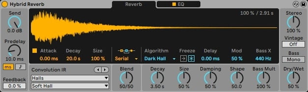 Ableton Live 11, הייבריד ריוורב (Hybrid Reverb) - מכללת BPM